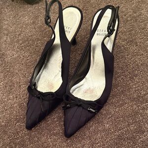 Stuart Weitzman Black Bow Slingback Heels